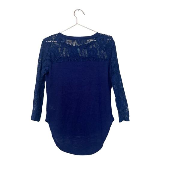 Brixton Ivy navy Blue long sleeve top with lace new with tag size small - Picture 2 of 6